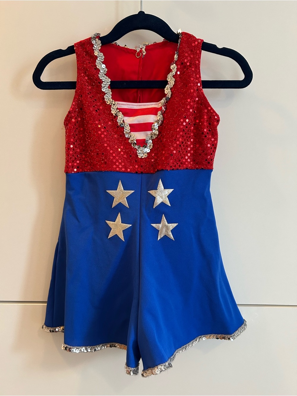 Vintage Stars and Stripes Red & Blue Sequin Dance Costume -Childs Small - Picture 2 of 9